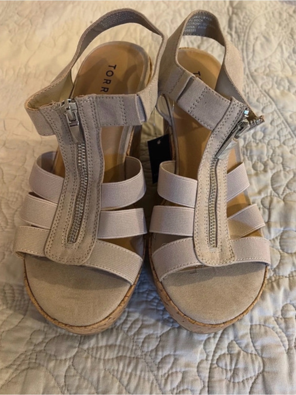 Torrid Beige Strappy Wedge Sandals with Front Zipper size 8